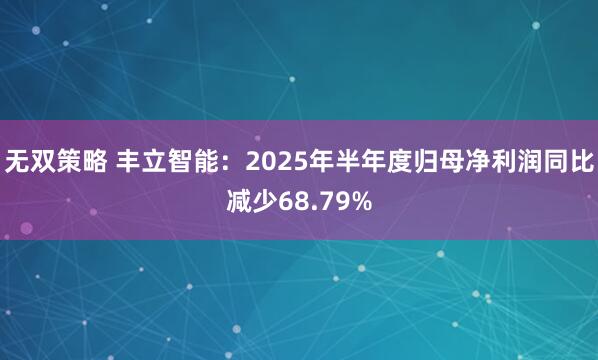 无双策略 丰立智能：2025年半年度归母净利润同比减少68.79%
